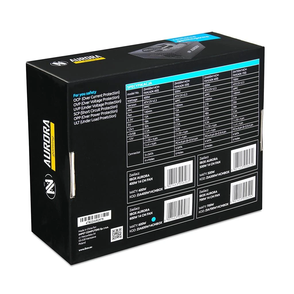 IBOX AURORA 500W 14cm ventiliatorius PSU GAMING
