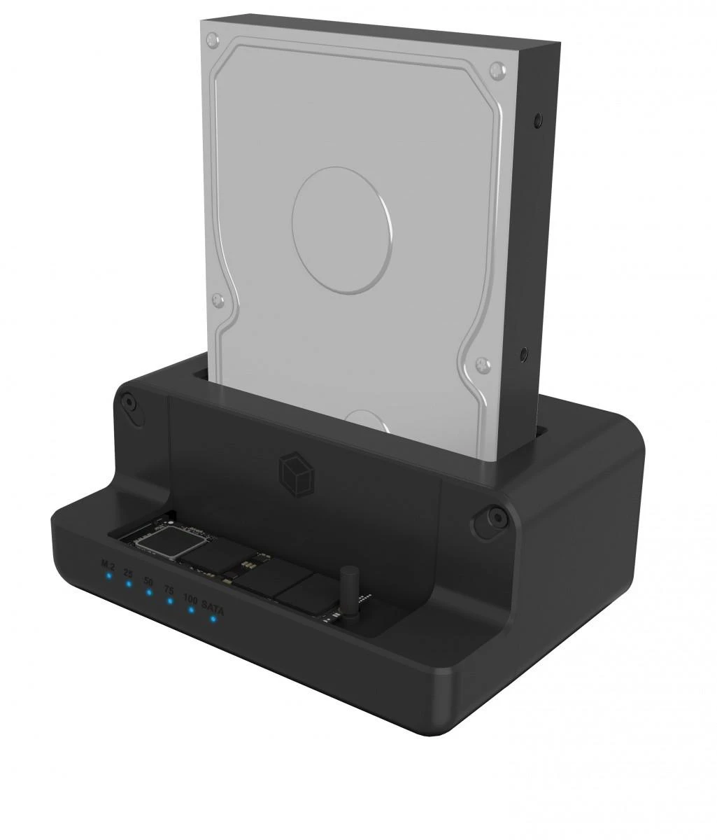 Icy Box Raidsonic | Ledinė dėžė | IB-2914MSCL-C31 M.2 NVMe SSD ir 2,5 colio / 3,5 colio SATA SSD / HDD prijungimo ir klonavimo stotis