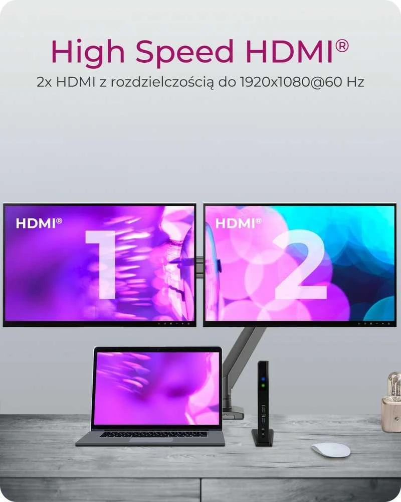 ICY BOX IB-DK2251AC kelių prijungimo stotelė nešiojamiesiems kompiuteriams ir kompiuteriams