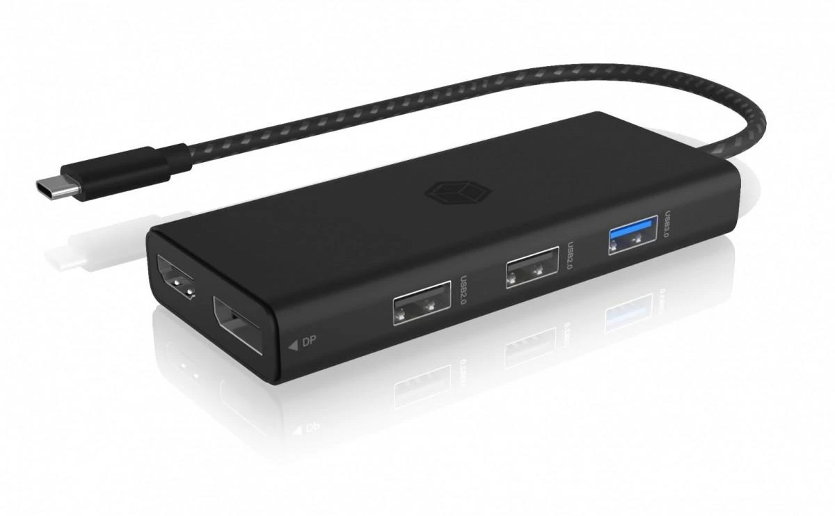 RaidSonic Icy Box IB-DK4011-CPD 7-in-1 USB Type-C prijungimo stotis su triguba vaizdo išvestimi