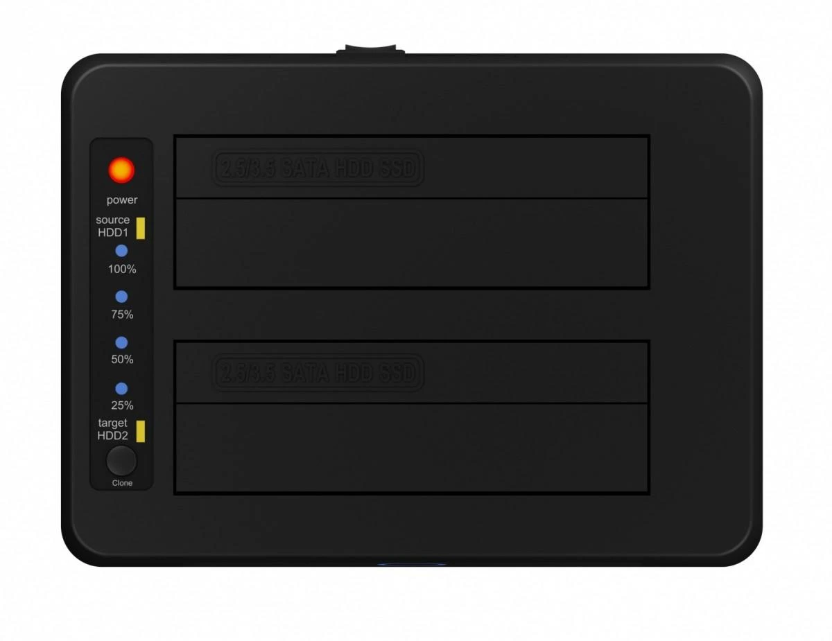 Icy Box „RaidSonic ICYBOX IB-1232CL-U3 2Bay“ prijungimo / klonavimo stotis, skirta 2,5 colio ir 3,5 colio HDD „Sata USB 3.2 Gen 1“