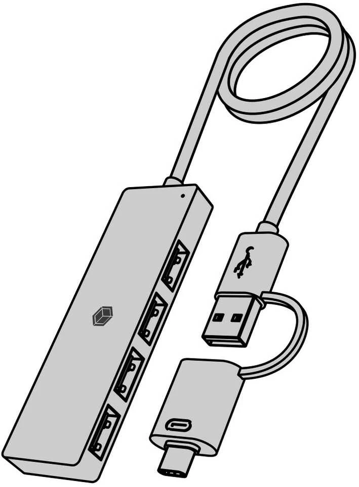 Icy Box Port IB-HUB1424-C3 4 prievadų USB A tipo šakotuvas, C/A tipo jungtis