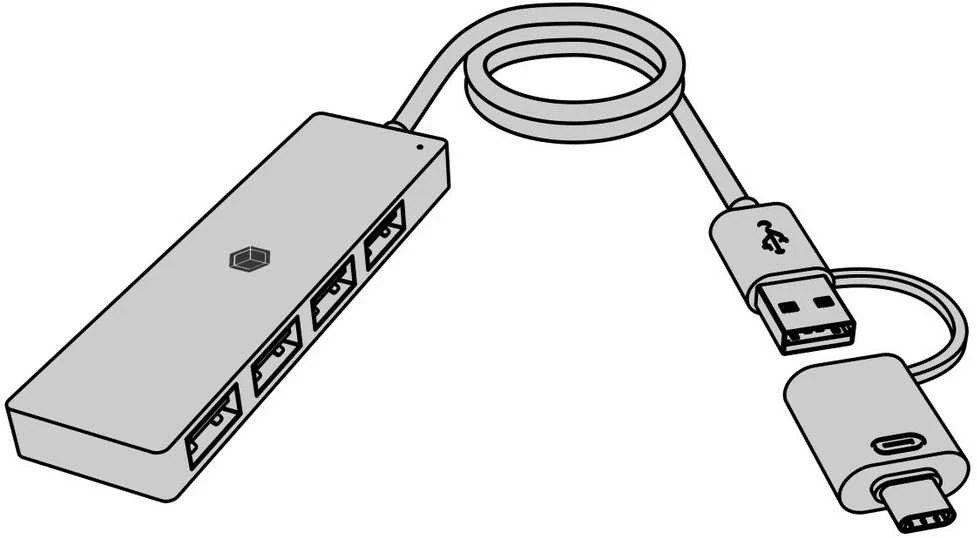 Icy Box Port IB-HUB1424-C3 4 prievadų USB A tipo šakotuvas, C/A tipo jungtis