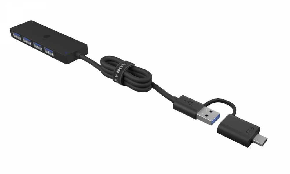 Icy Box Port IB-HUB1424-C3 4 prievadų USB A tipo šakotuvas, C/A tipo jungtis