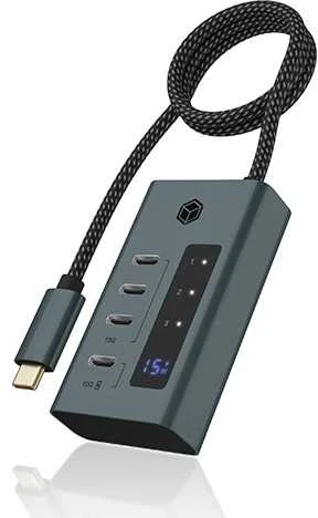 RAD ICY BOX IB-HUB1454-C31 USB 3.2 Gen 1 (3.1 Gen 1) Type-C 10000 Mbit/s Mėlyna, Pilka