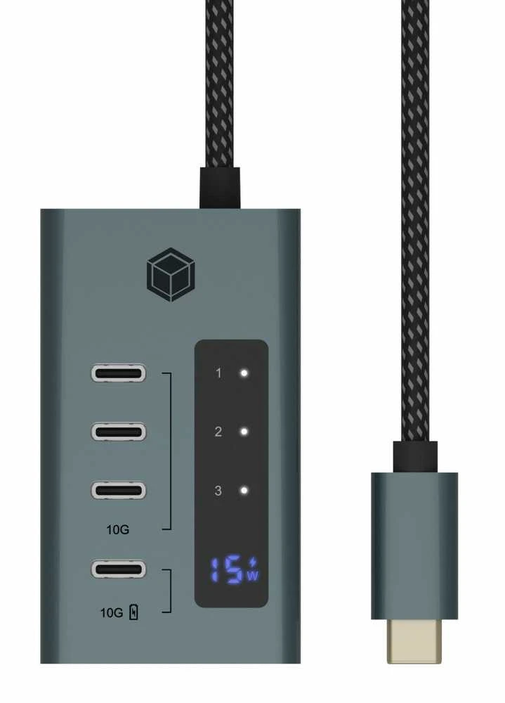 RAD ICY BOX IB-HUB1454-C31 USB 3.2 Gen 1 (3.1 Gen 1) Type-C 10000 Mbit/s Mėlyna, Pilka