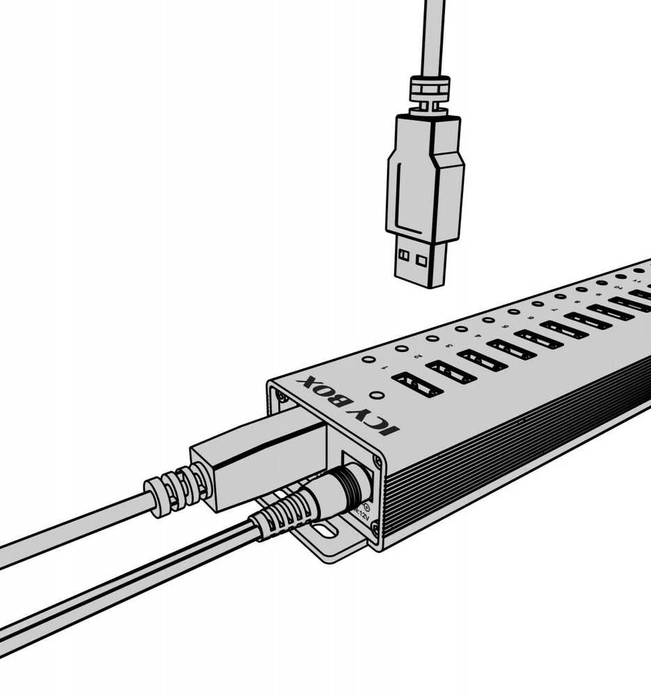Icy Box IB-HUB1717-U3 USB šakotuvas su prijungimo schema