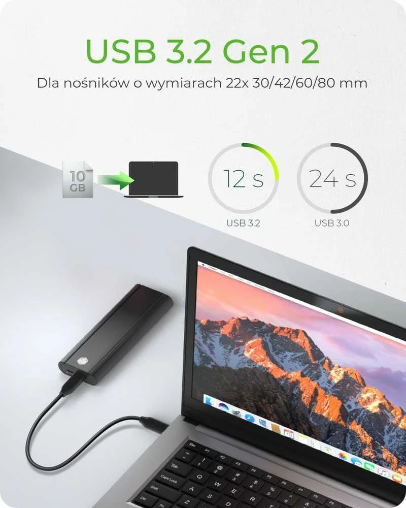 Icy Box „RaidSonic ICYBOX IB-1807MT-C31“ išorinis korpusas, skirtas M.2 NVMe SSD USB 3.2 Gen 2 Type-C