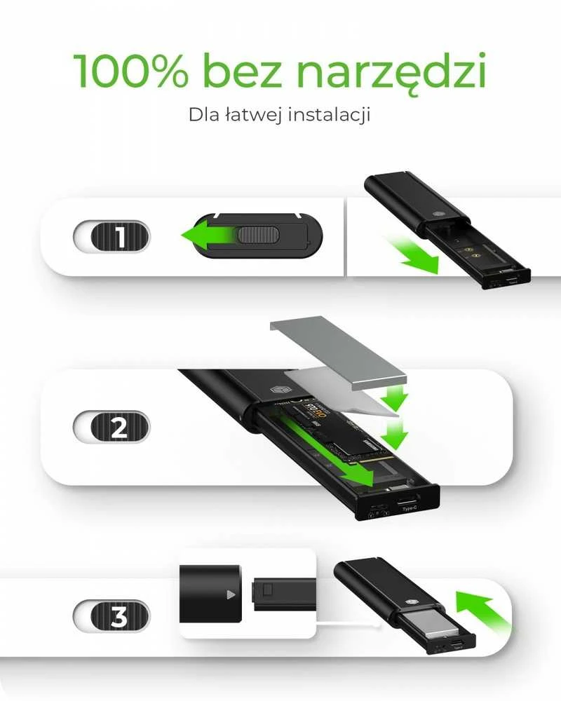 Icy Box „RaidSonic ICYBOX IB-1807MT-C31“ išorinis korpusas, skirtas M.2 NVMe SSD USB 3.2 Gen 2 Type-C
