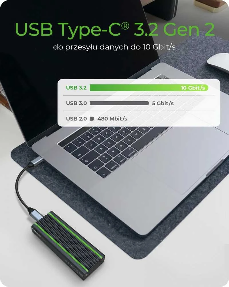 ICY BOX IB-1824ML-C31 USB Type-C korpusas, skirtas M.2 NVMe SSD - RGB apšviesta