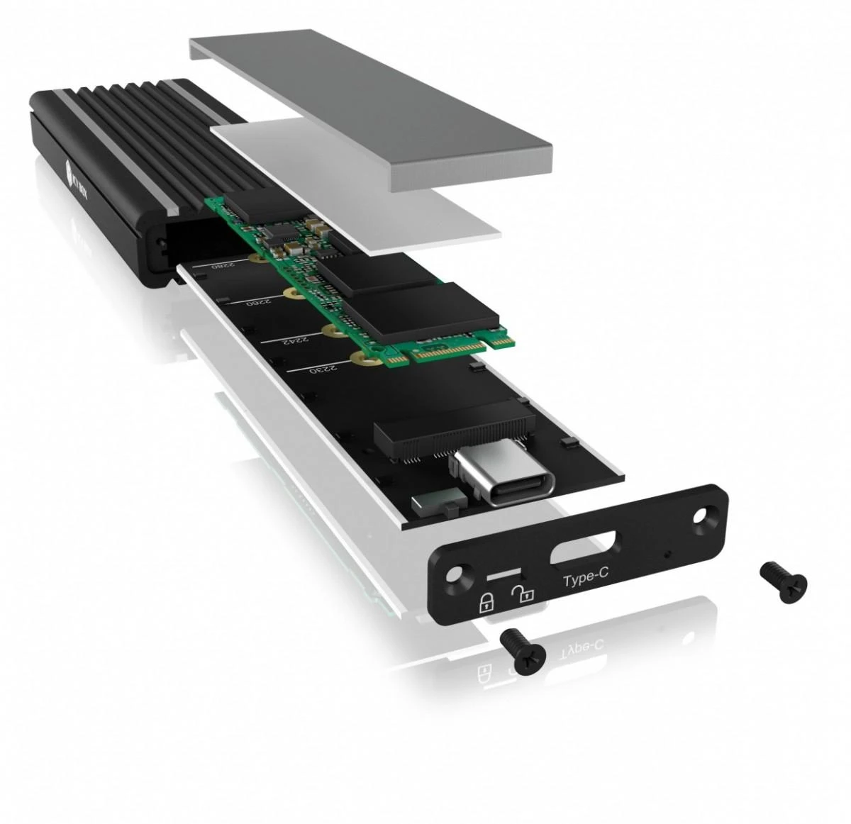ICY BOX IB-1824ML-C31 USB Type-C korpusas, skirtas M.2 NVMe SSD - RGB apšviesta