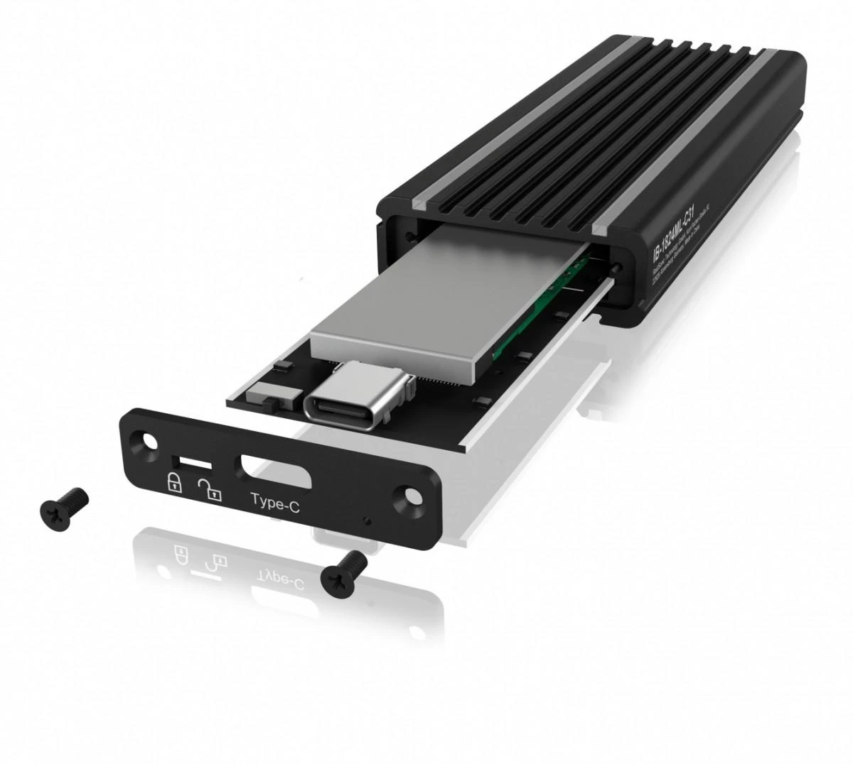 ICY BOX IB-1824ML-C31 USB Type-C korpusas, skirtas M.2 NVMe SSD - RGB apšviesta
