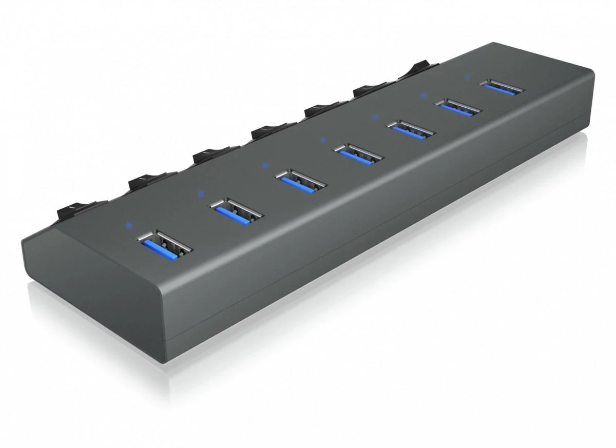 Icy Box 7 prievadų USB šakotuvas su jungikliais