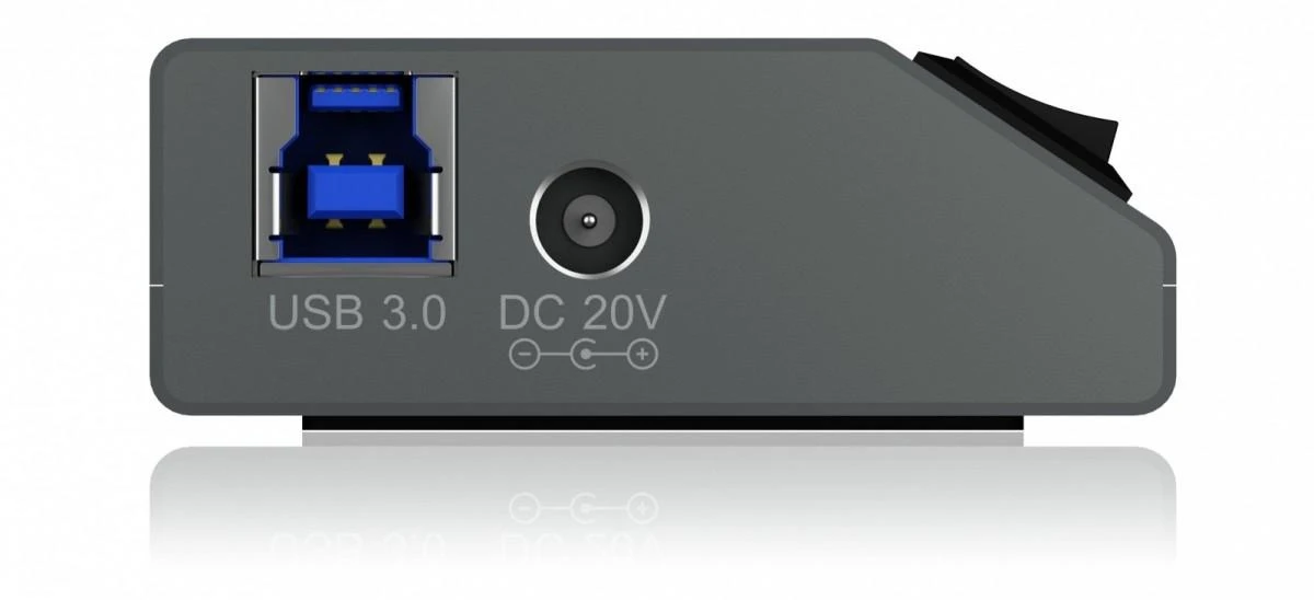 Icy Box šakotuvo jungčių panelė su USB 3.0 ir DC 20V įvestimis
