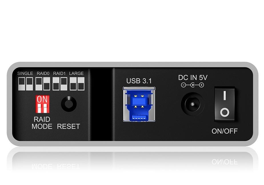 Icy Box „Raidsonic“ išorinė RAID sistema SSD ir HDD diskams IB-RD2253-U31, 2 x 2,5 colio SATA I/II/III, 2,5 colio, 1 x USB 3.1 (2 kartos) B tipo su UASP palaikymu