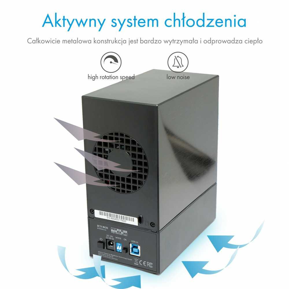 ICYBOX IB-RD3621U3 Icy Box išorinė RAID sistema, skirta 2x 3.5 SATA I/II/III SSD/HDD