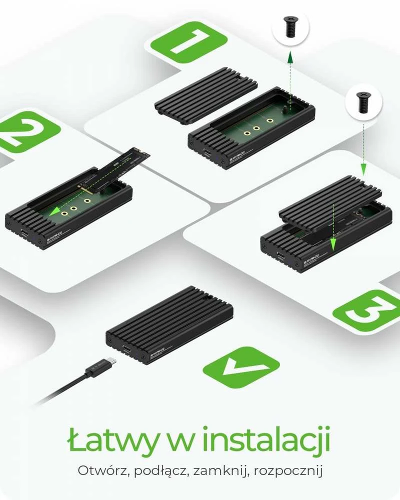 RAD IB-1917M-C32a NVMe USB 3.2 Gen 2x2.20 Gbit/s korpusas