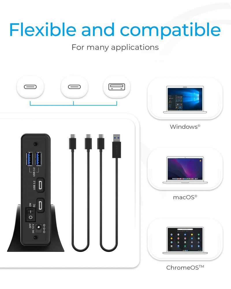 Icy Box RaidSonic ICYBOX IB-382H-C31 išorinis korpusas, skirtas 3,5 colio arba 2,5 colio HDD / SSD su USB 3.2 Gen 2 Type-C sąsaja ir USB šakotuvu