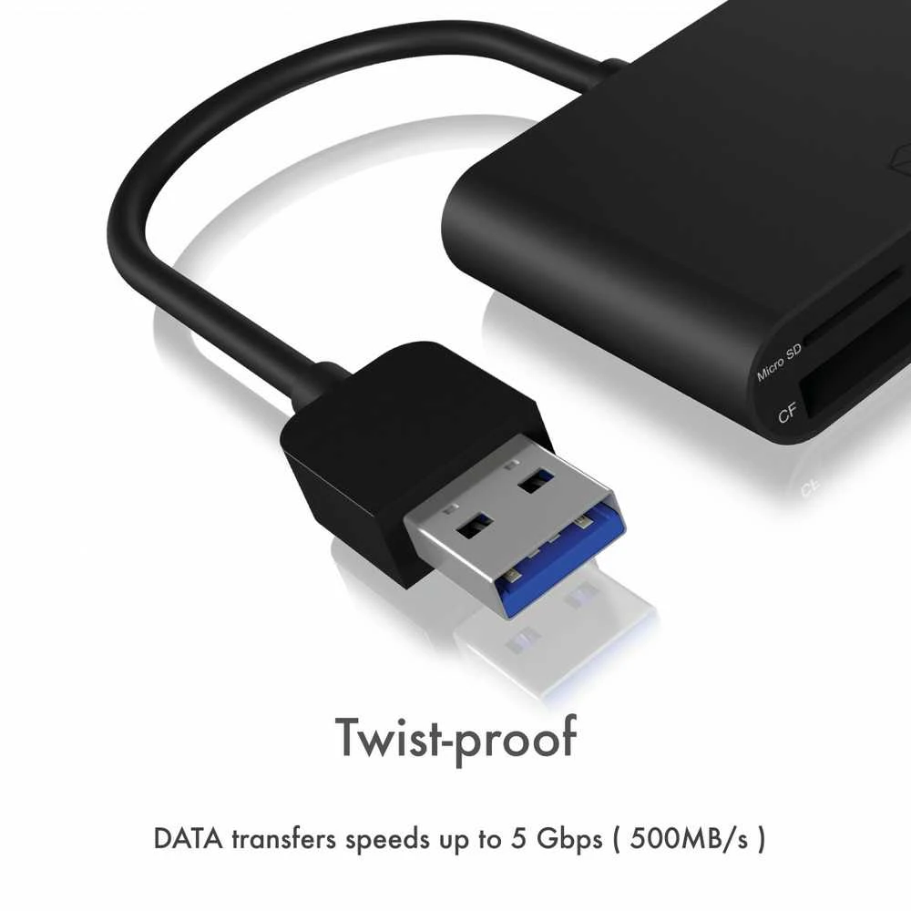 ICYBOX IB-CR301-U3 Icy Box Išorinis kortelių skaitytuvas USB 3.0, CF, SD, Micro SD