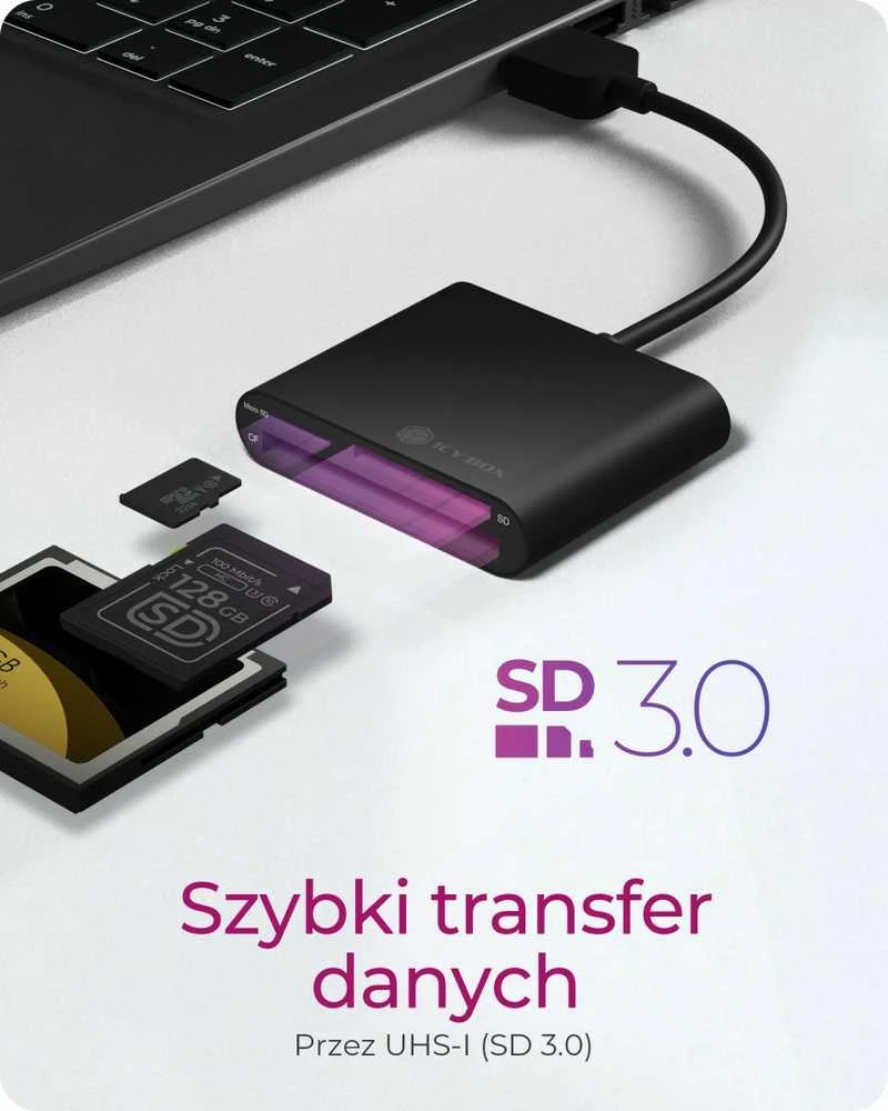 ICYBOX IB-CR301-U3 Icy Box Išorinis kortelių skaitytuvas USB 3.0, CF, SD, Micro SD