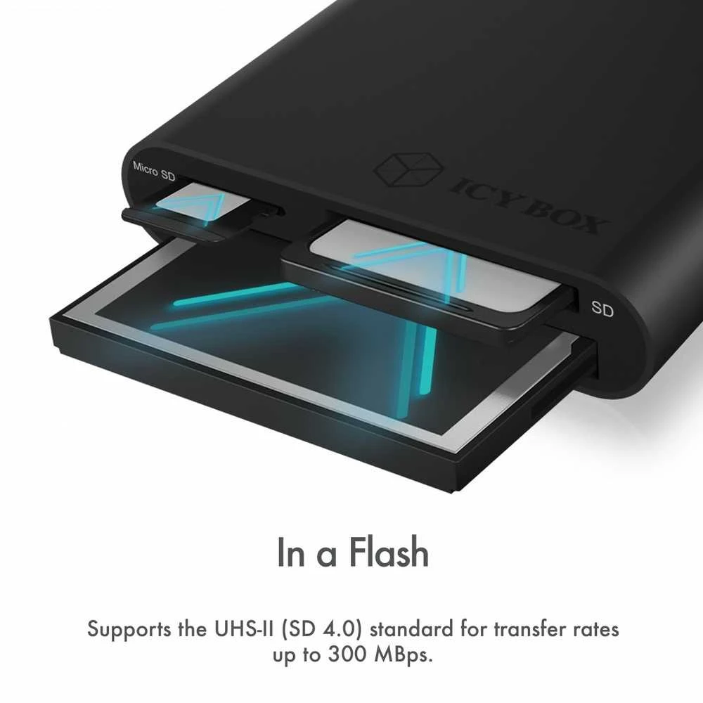 ICYBOX IB-CR301-U3 Icy Box Išorinis kortelių skaitytuvas USB 3.0, CF, SD, Micro SD