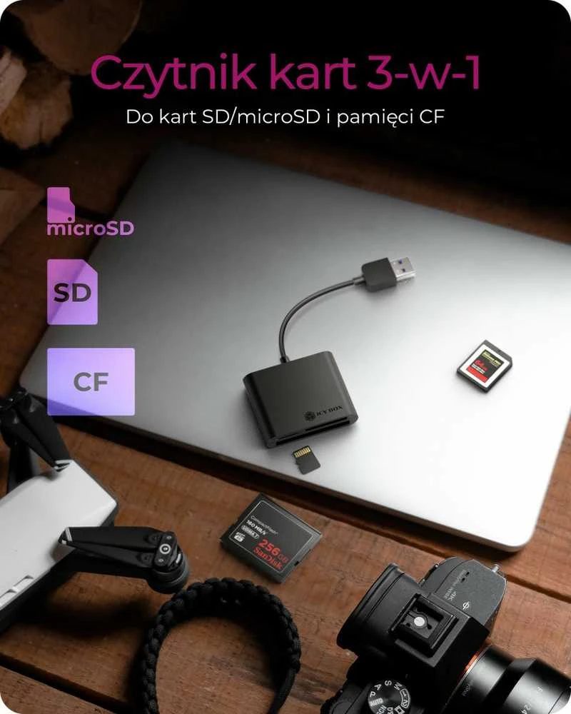 ICYBOX IB-CR301-U3 Icy Box Išorinis kortelių skaitytuvas USB 3.0, CF, SD, Micro SD