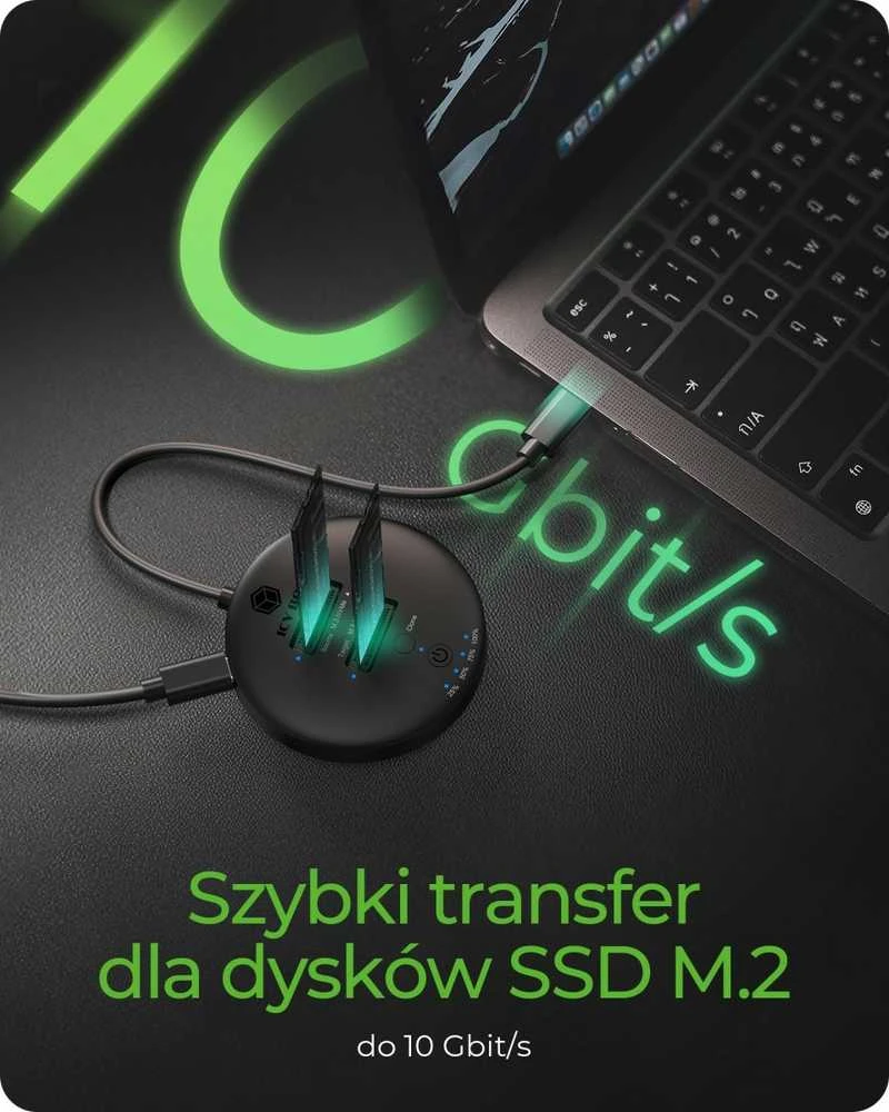 „Icy Box“ klonavimas + prijungimo stotelė 2xNVMe M.2 SSD IB-1612MCL-C31