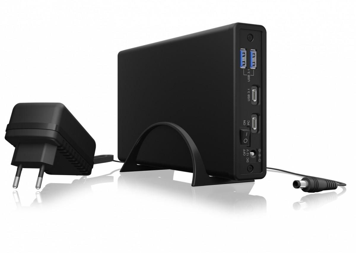 Icy Box RaidSonic ICYBOX IB-382H-C31 išorinis korpusas, skirtas 3,5 colio arba 2,5 colio HDD / SSD su USB 3.2 Gen 2 Type-C sąsaja ir USB šakotuvu