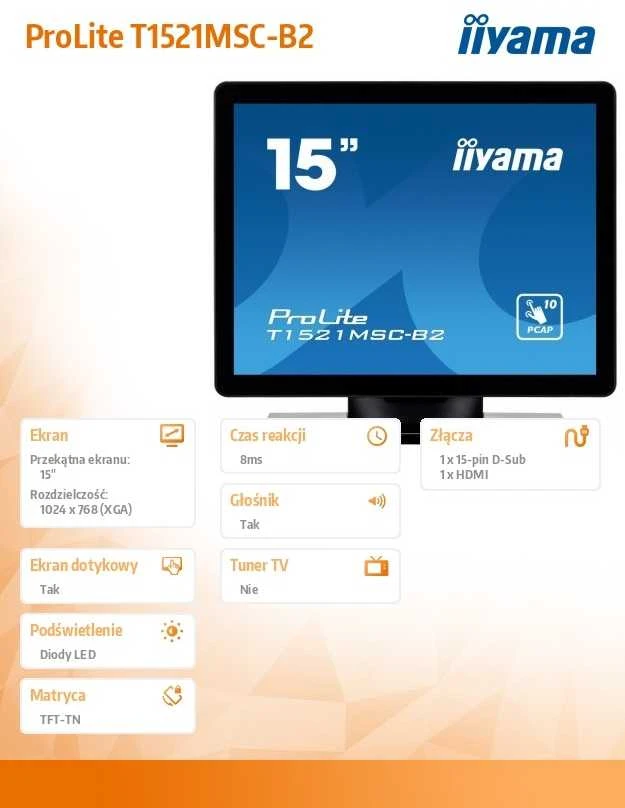 Monitorius iiyama ProLite T1521MSC-B2