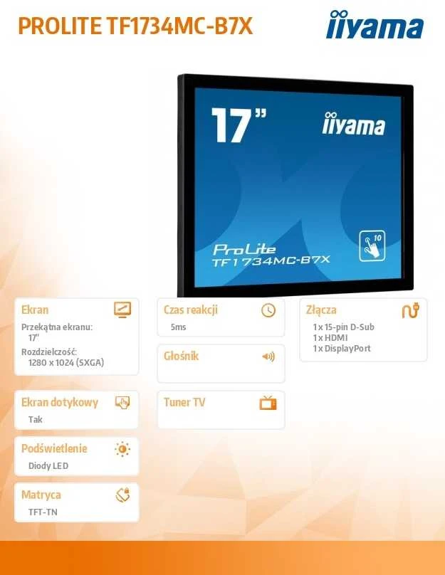 Monitorius iiyama ProLite TF1734MC-B7X Open Frame