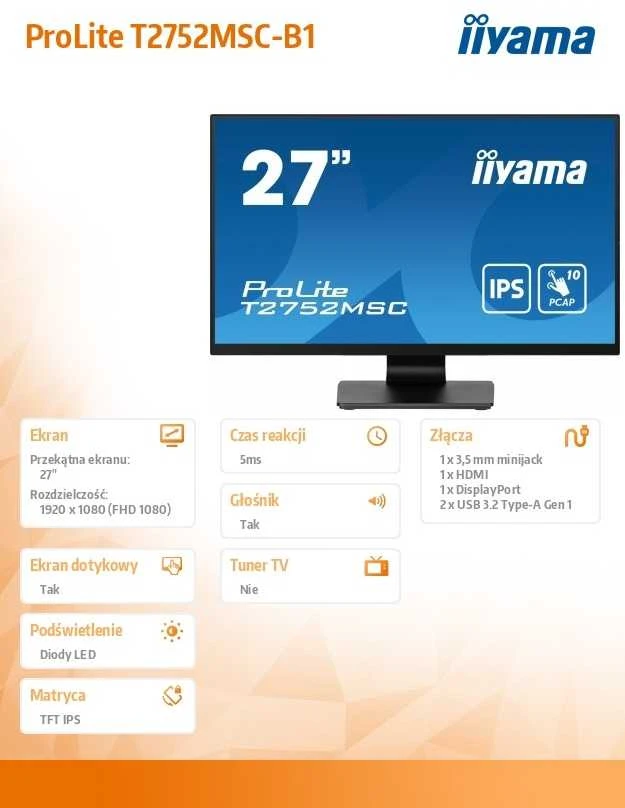 Monitorius iiyama ProLite T2752MSC-B1