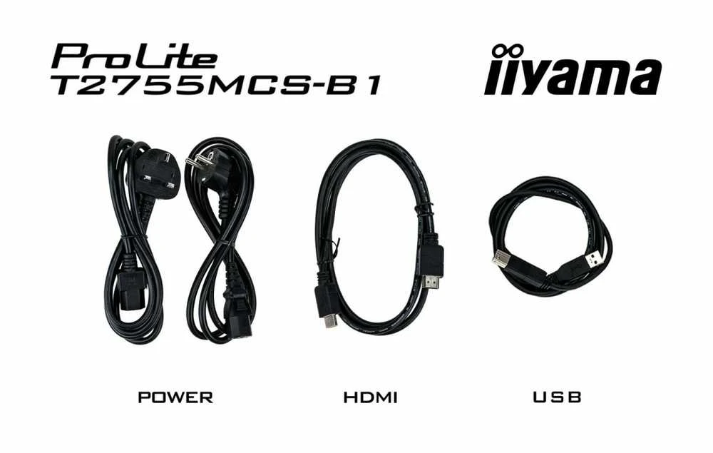 Nešiojamas monitorius iiYama ProLite T2755MSC-B1, 27", IPS, 1920 x 1080, 16:9, 400 cd/m², Touchscreen