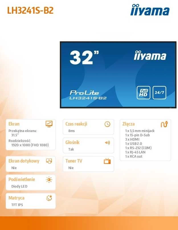 Monitorius iiyama ProLite LH3241S-B2