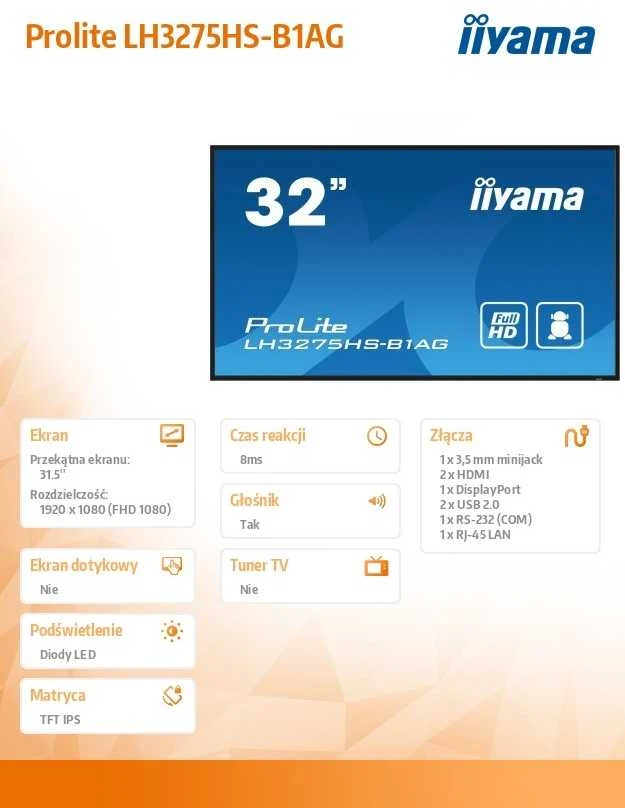 Monitorius iiyama ProLite LH3275HS-B1AG
