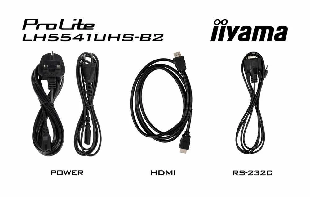 Monitorius IIYAMA LH5541UHS-B2 55 colių 3840 x 2160 4K UHD IPS skydelis 1 Precent Haze Landscape ir Portretas režimas Garsiakalbiai 2x 10W VGA 3x HDMI 500cd/m2