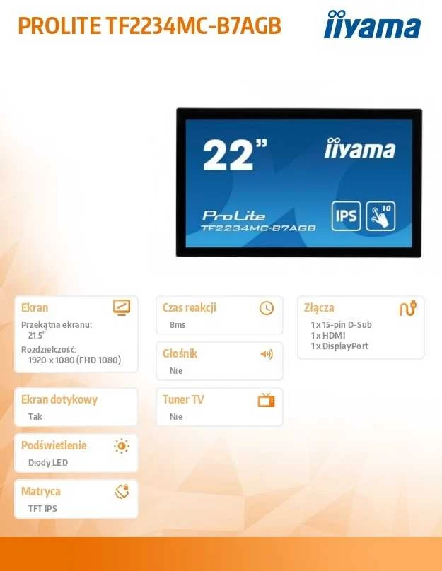 Monitorius iiyama ProLite TF2234MC-B7AGB