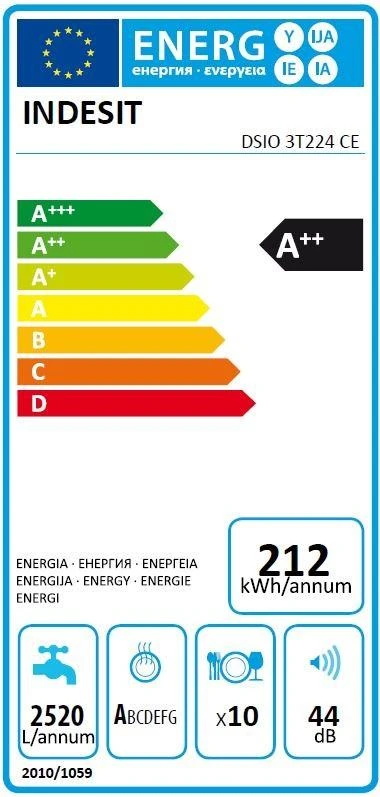 Indaplovė for installation Indesit DSIO 3T224 CE (width 44.8cm, Internal, sidabrinis color)