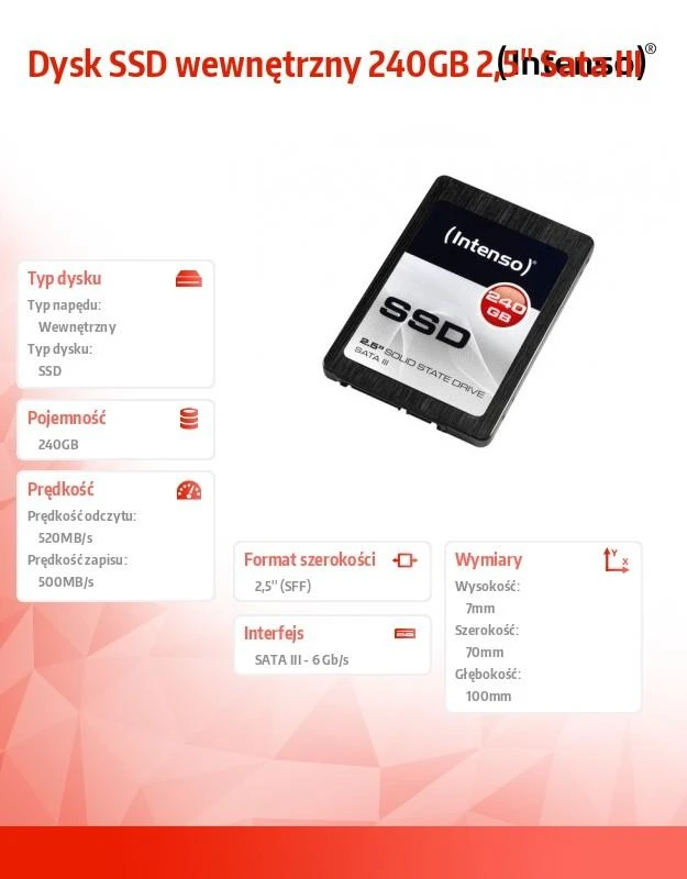 2,5 colio kietasis diskas 240 GB „Intenso High Performance“