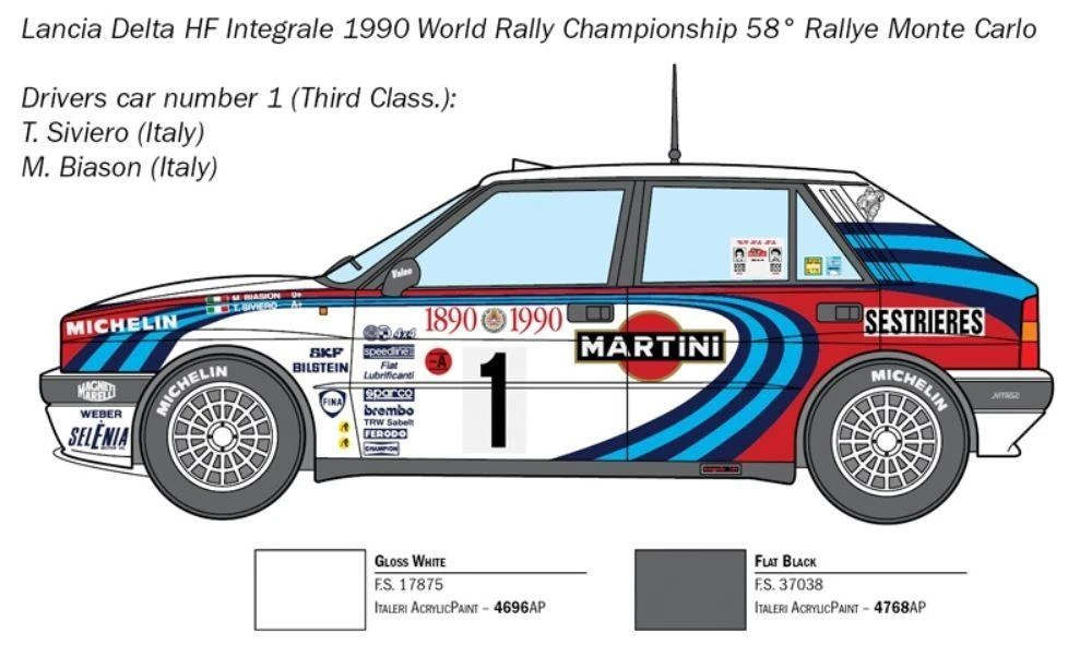 Italeri Lancia Delta HF Integrale 1/24 plastikinis surinkimo rinkinys 3658