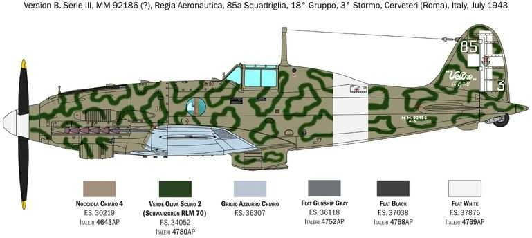 Italeri Macchi C.205 Veltro 1/32 lėktuvas – plastikinis modelis (2519)