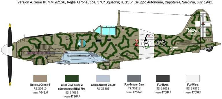 Italeri Macchi C.205 Veltro 1/32 lėktuvas – plastikinis modelis (2519)
