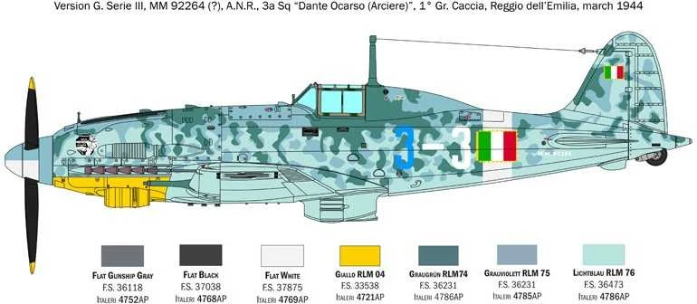 Italeri Macchi C.205 Veltro 1/32 lėktuvas – plastikinis modelis (2519)