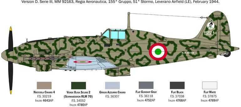 Italeri Macchi C.205 Veltro 1/32 lėktuvas – plastikinis modelis (2519)