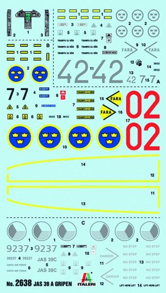Italeri Saab JAS 39A Gripen 1/48 plastikinis lėktuvo modelis (2638)