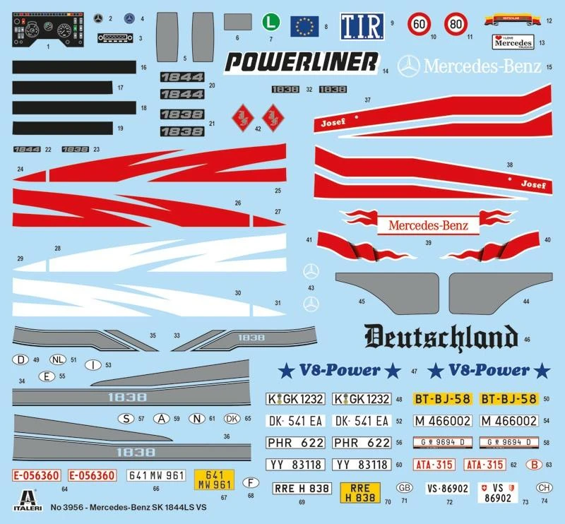 Italeri Mercedes-Benz SK 1844 LS V8 1/24 mastelis plastikinis vilkiko rinkinys