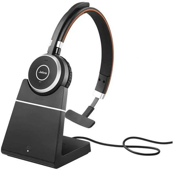 Jabra Evolve 65 TE MS Mono Link390a Belaidės ausinės, Bluetooth, USB-A, Charging Stovas, Juoda
