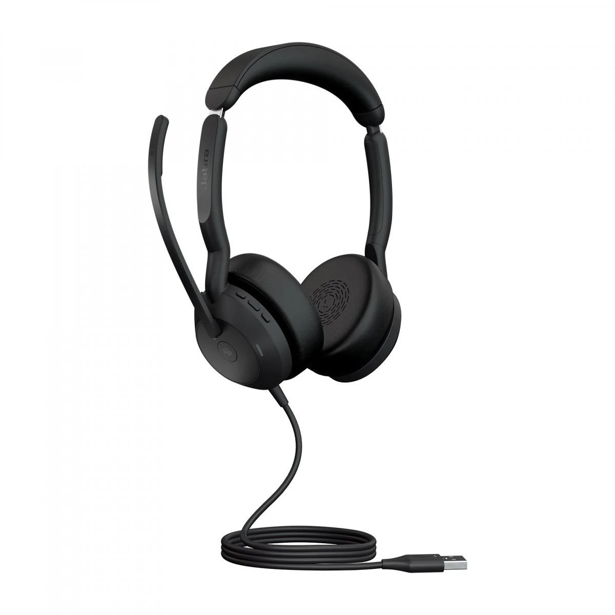 JABRA Evolve2 50 MS Stereo Ausinės on-ear Bluetooth su laidu aktyvus triukšmo slopinimas USB-A juodas Zoom Certified Certified skirta MS Te