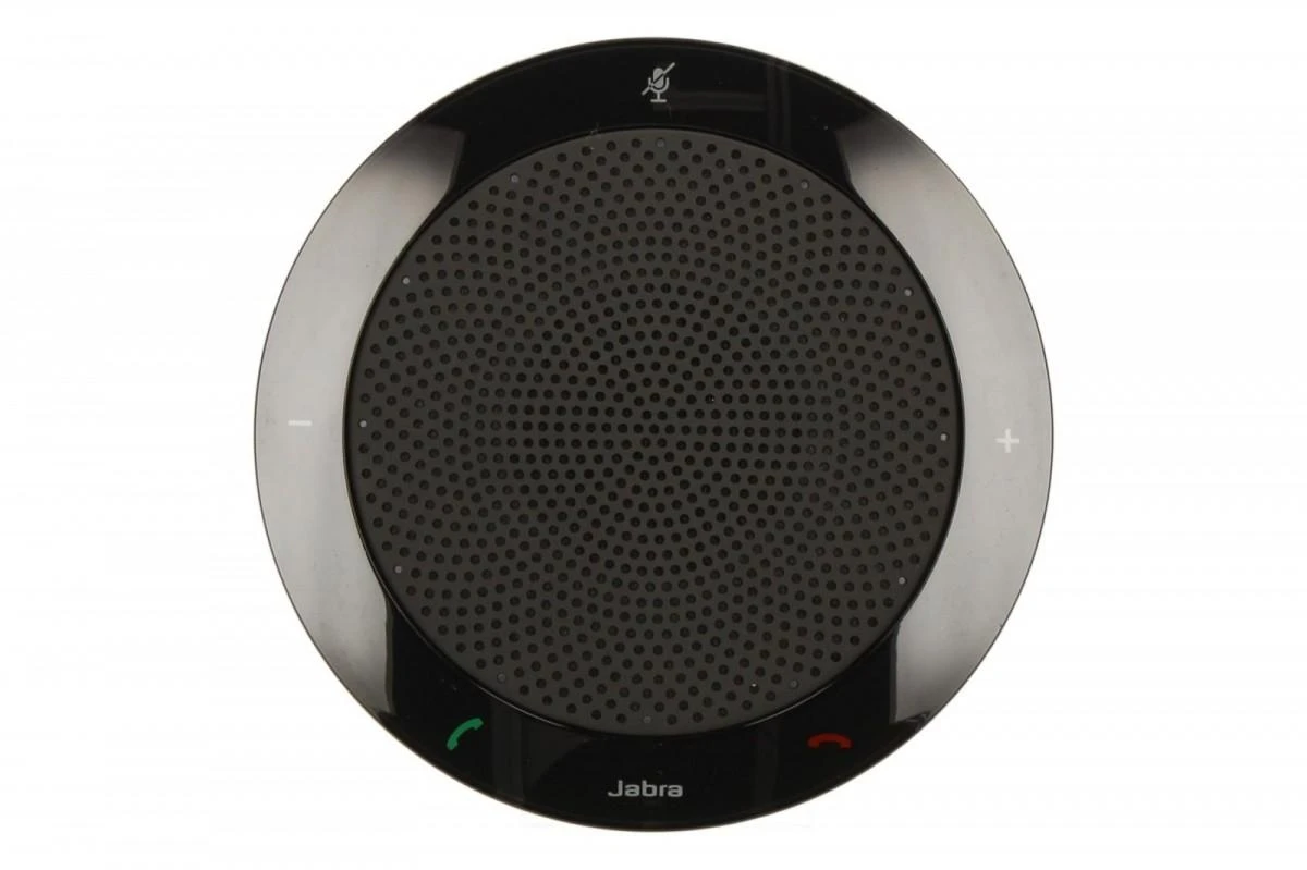 JABRA SPEAK 410 MS garsiakalbis, skirtas UC USB konferencijos sprendimui 360 laipsnių mikrofono prijungimas ir atkūrimas nutildymo ir garsumo mygtukas