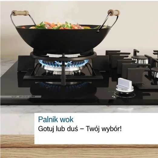 Bosch POH6B6K30 Serija 2, Dujinė kaitlentė, 60 cm, Kietas stiklas, Juodas