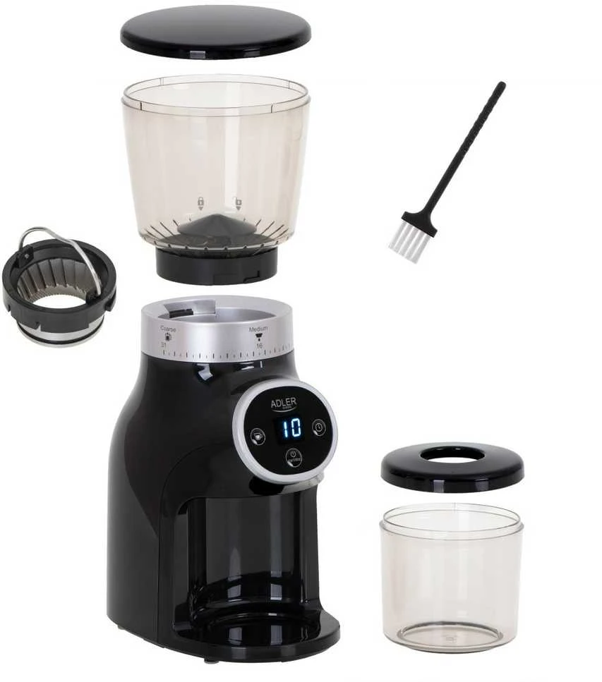 Kavamalė Adler | Kavos malūnėlis | AD 4450 Burr | 300 W | Kavos pupelių talpa 300g | Puodelių skaičius 1-10 vnt(s) | Juodas